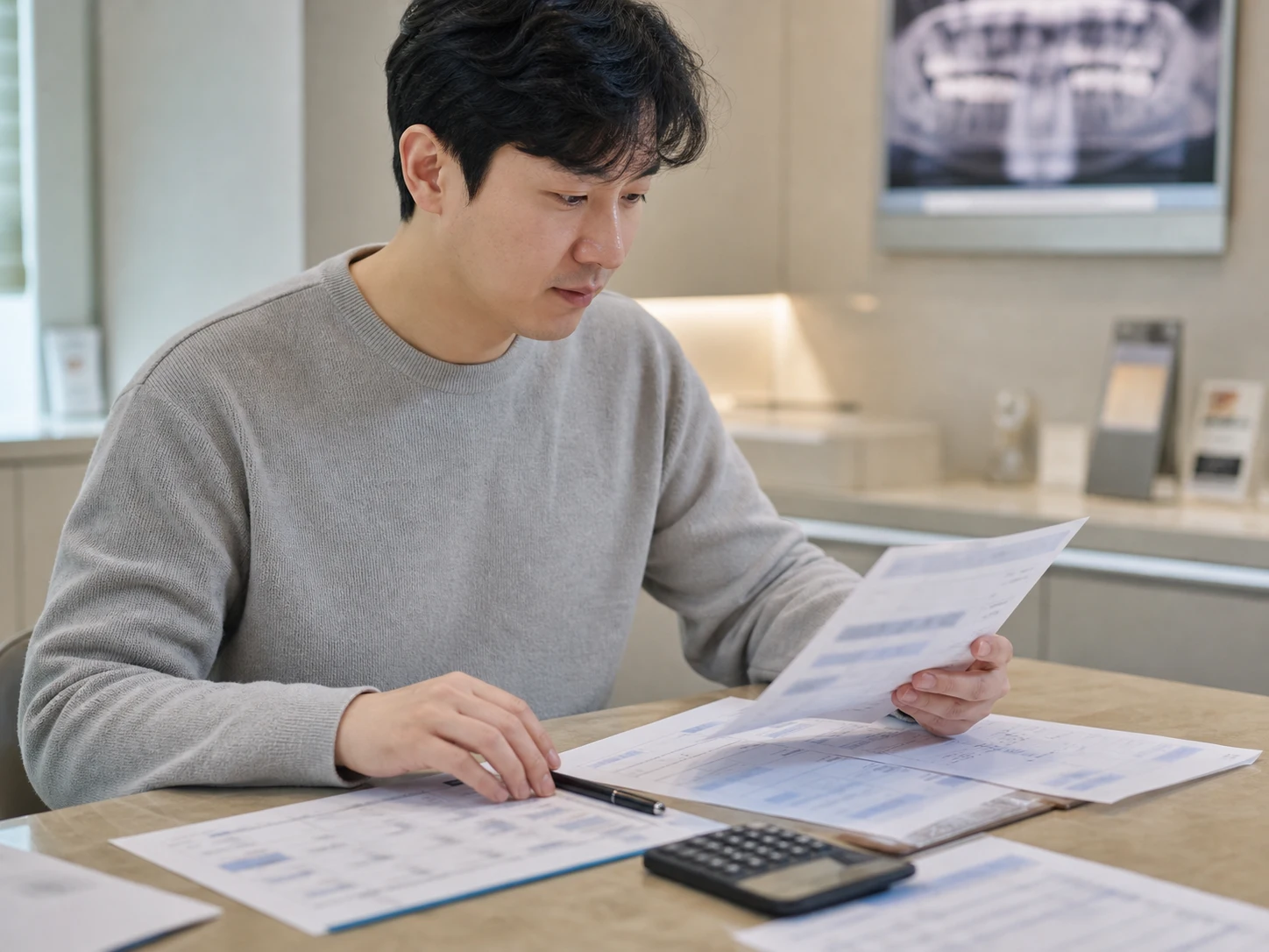 임플란트 건강보험 적용 상담 준비와 서면 비교 장면